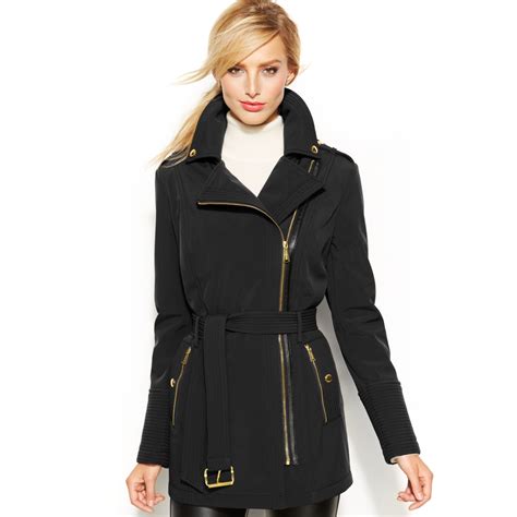 michael kors mixed media coat black|michael kors black winter coat.